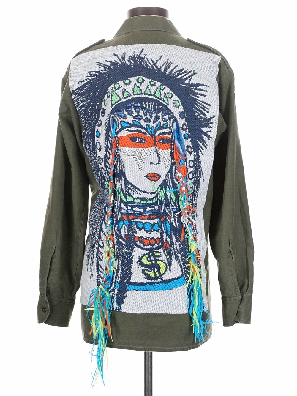 FORTE COUTURE Military Utility Shirt Jacket Tribal Native American Inspired XS